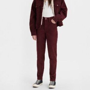 NWT! Levi’s High-Waisted Mom Burgundy Corduroy Jeans Size 33 26986-0048